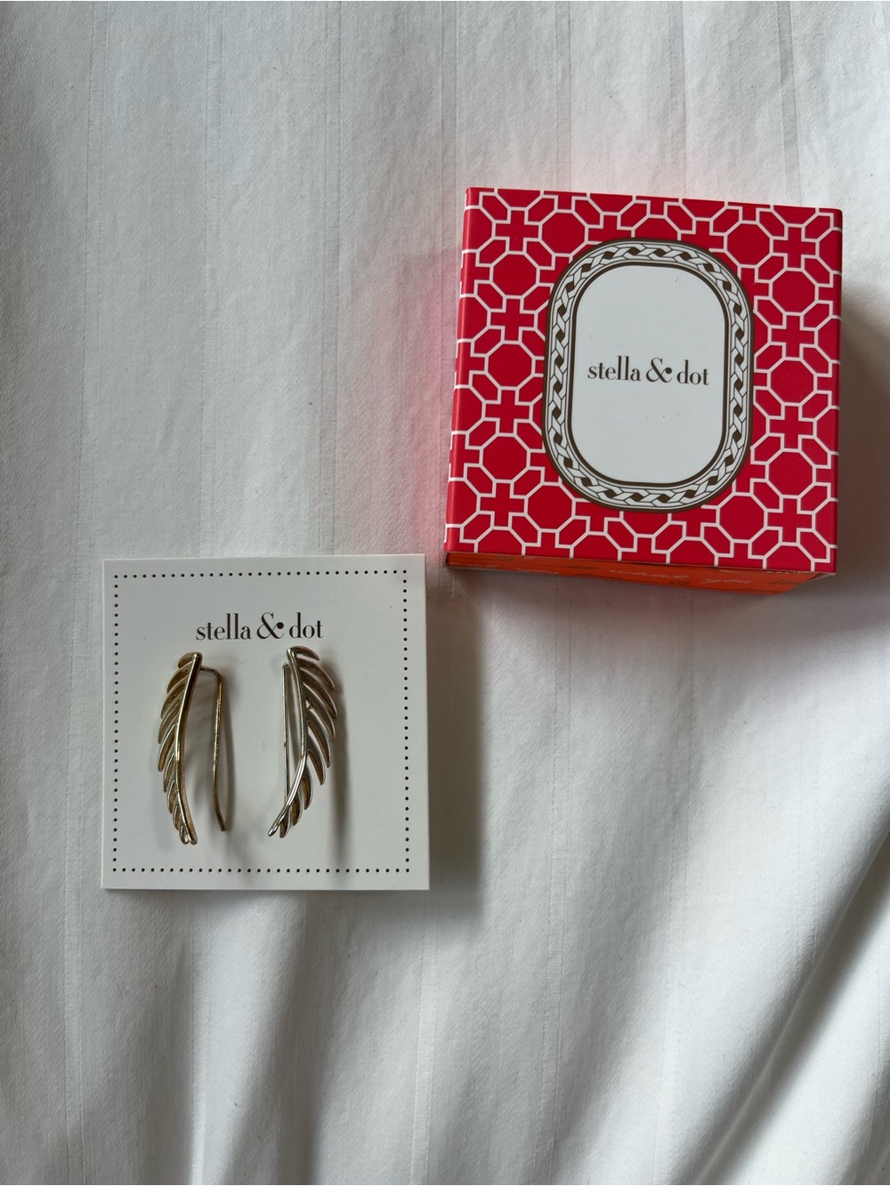 Stella & Dot Gold and Silver Feather Ear Climber Earrings